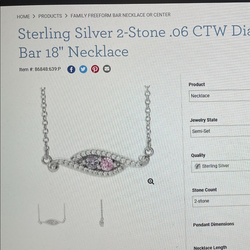 Birth stone necklace. Brand new. Real diamonds